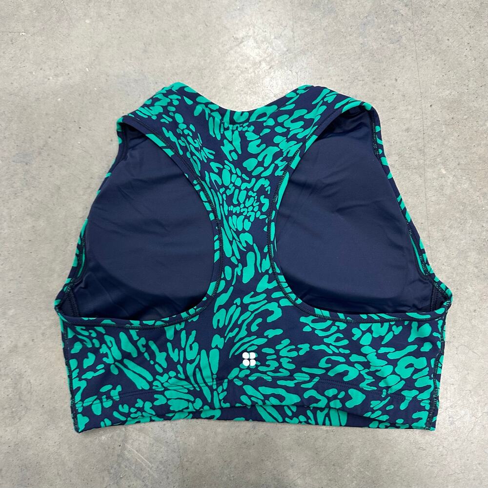 Sweaty Betty Power Contour Zip Bra Medium Impact Sports Bra Green Print US 8 M - Picture 4 of 6